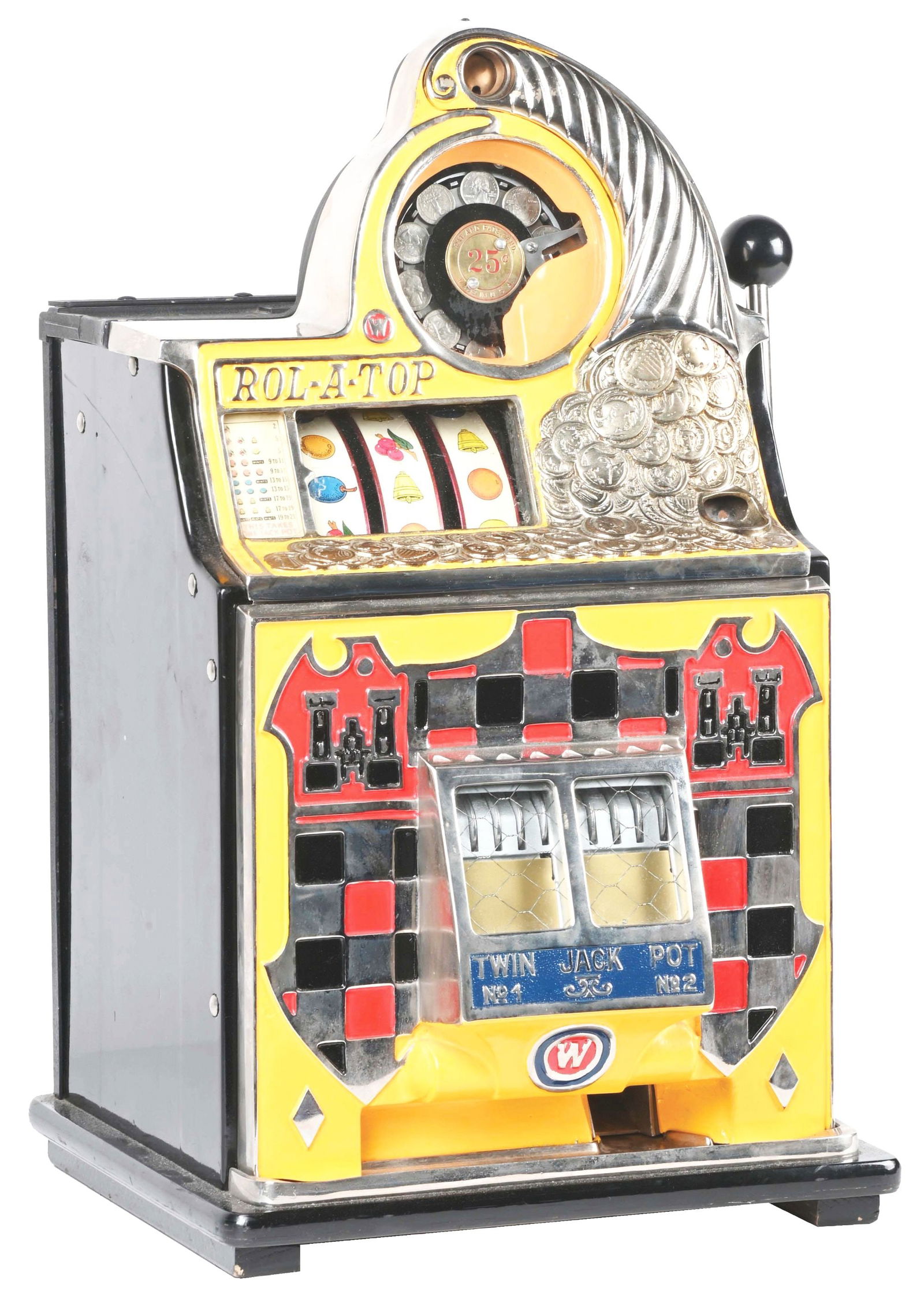 25¢ WATLING CHECKER FRONT ROL-A-TOP SLOT MACHINE (1 of 6)