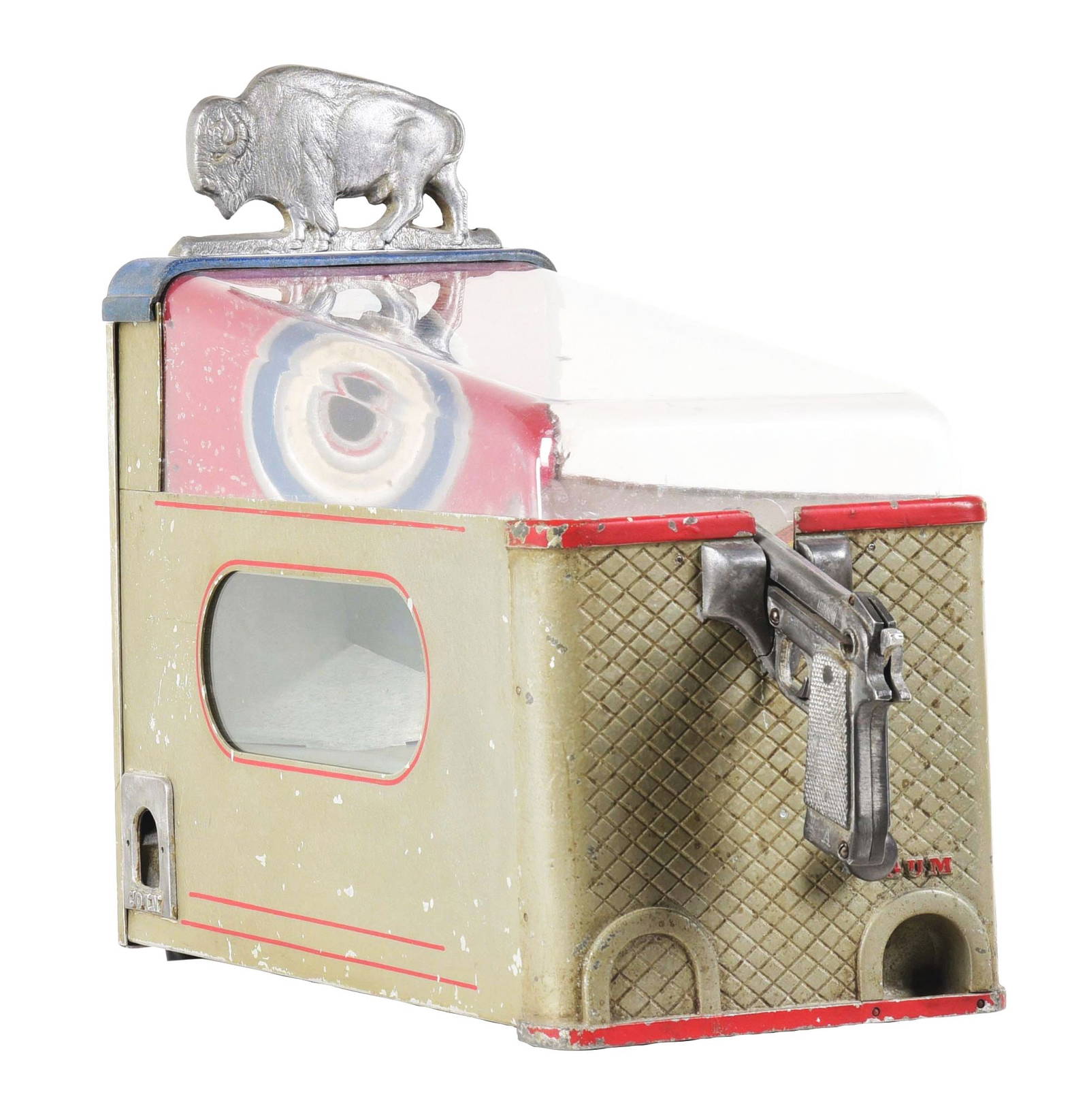 1¢ Silver King Novelty Co. Target Buffalo Hunt Gum Ball Vending Game