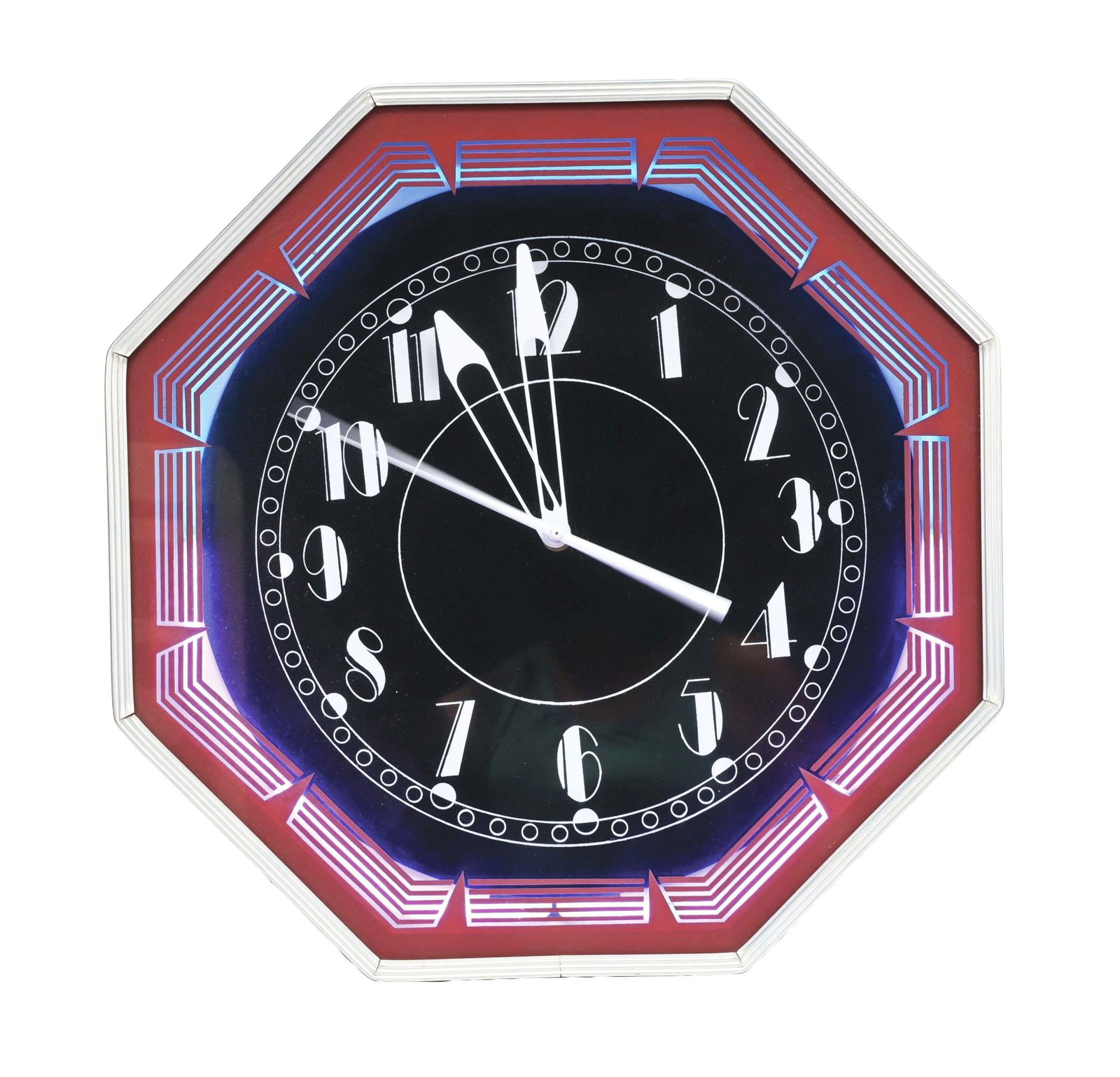Octagon Neon Clock. Auction