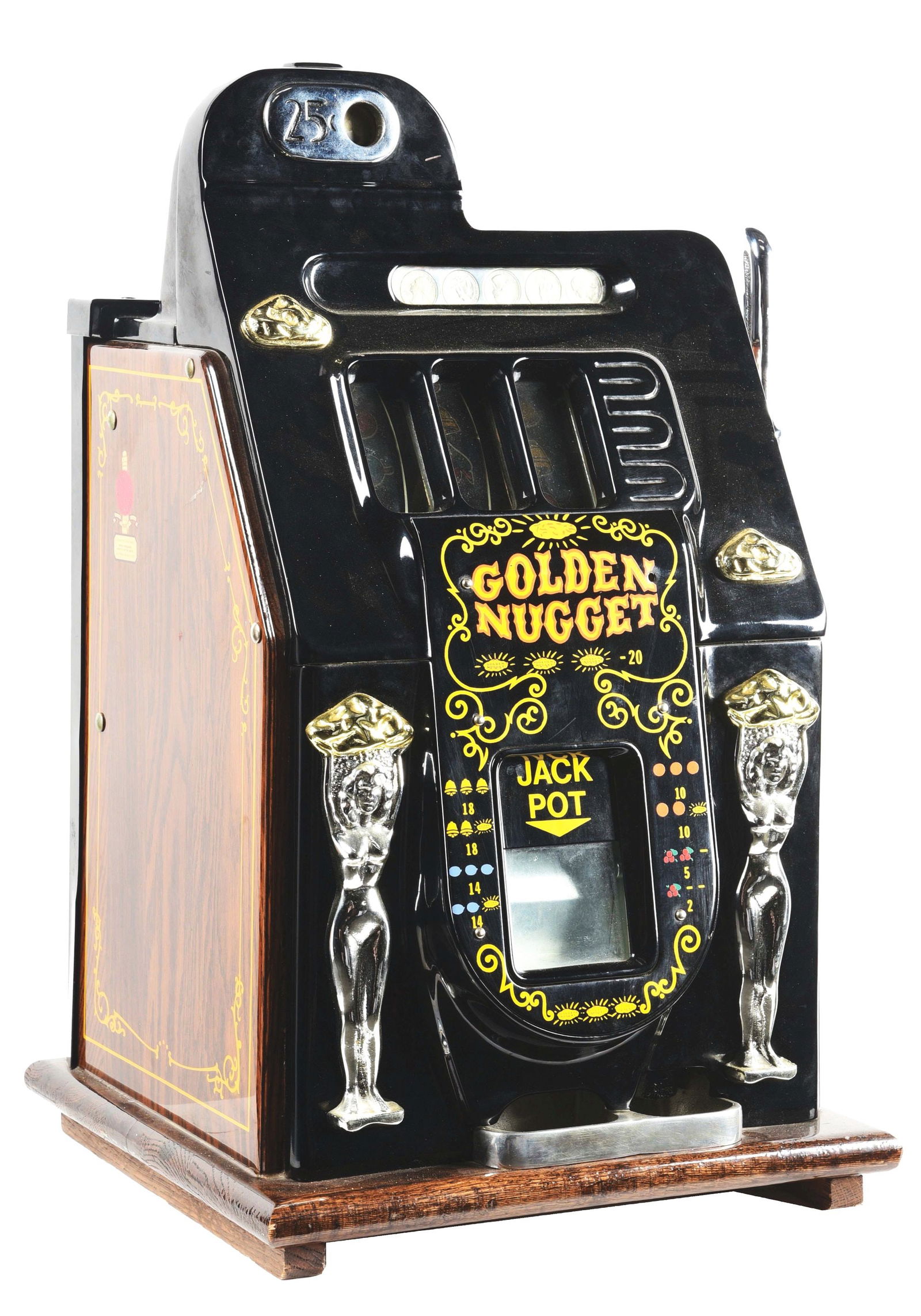 25¢ MILLS GOLDEN NUGGET SLOT MACHINE. (1 of 5)