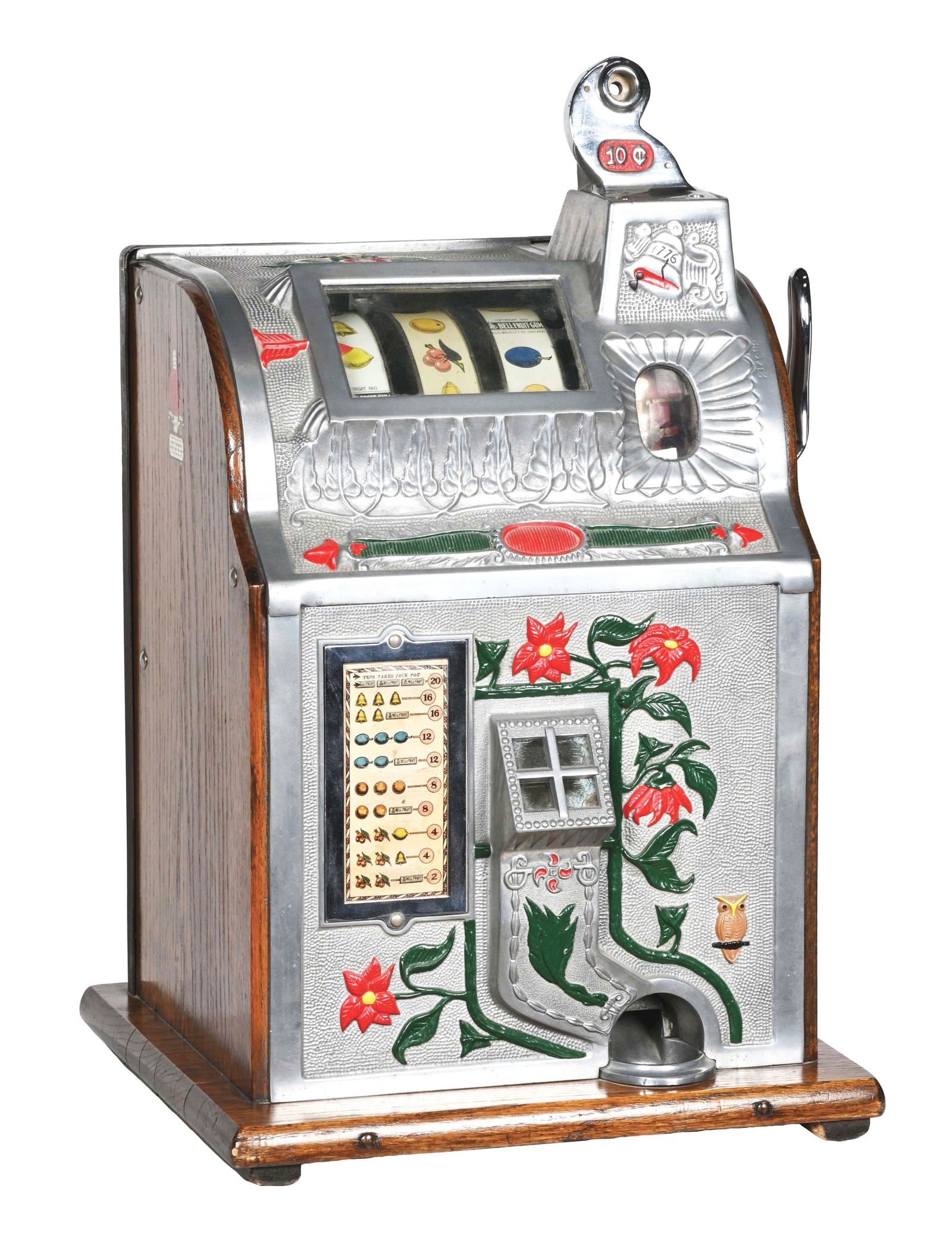 10¢ MILLS POINSETTIA SLOT MACHINE. (1 of 4)