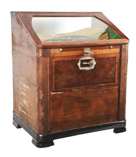 ROCK-OLA 1937 WORLD SERIES ARCADE MACHINE.: C. 1937, Rock-Ola Mfg., Chicago, IL. The 1937 World Series penny arcade baseball game contains nine figural characters of the actual 1937 All-Star World Series players, from Dizzy Dean as the pitcher