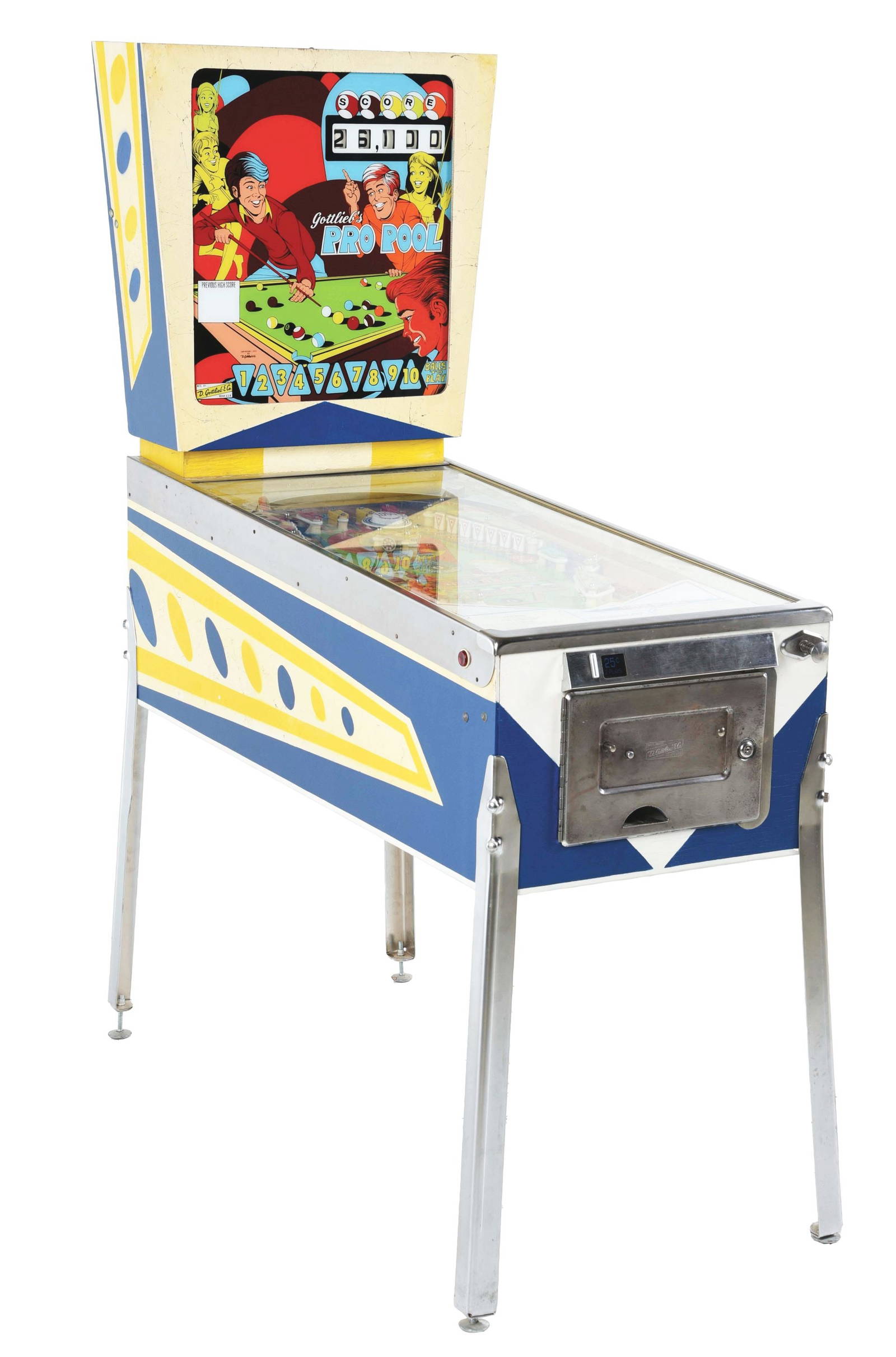 25¢ D. Gottlieb & Co. Pro Pool Arcade Machine. Auction