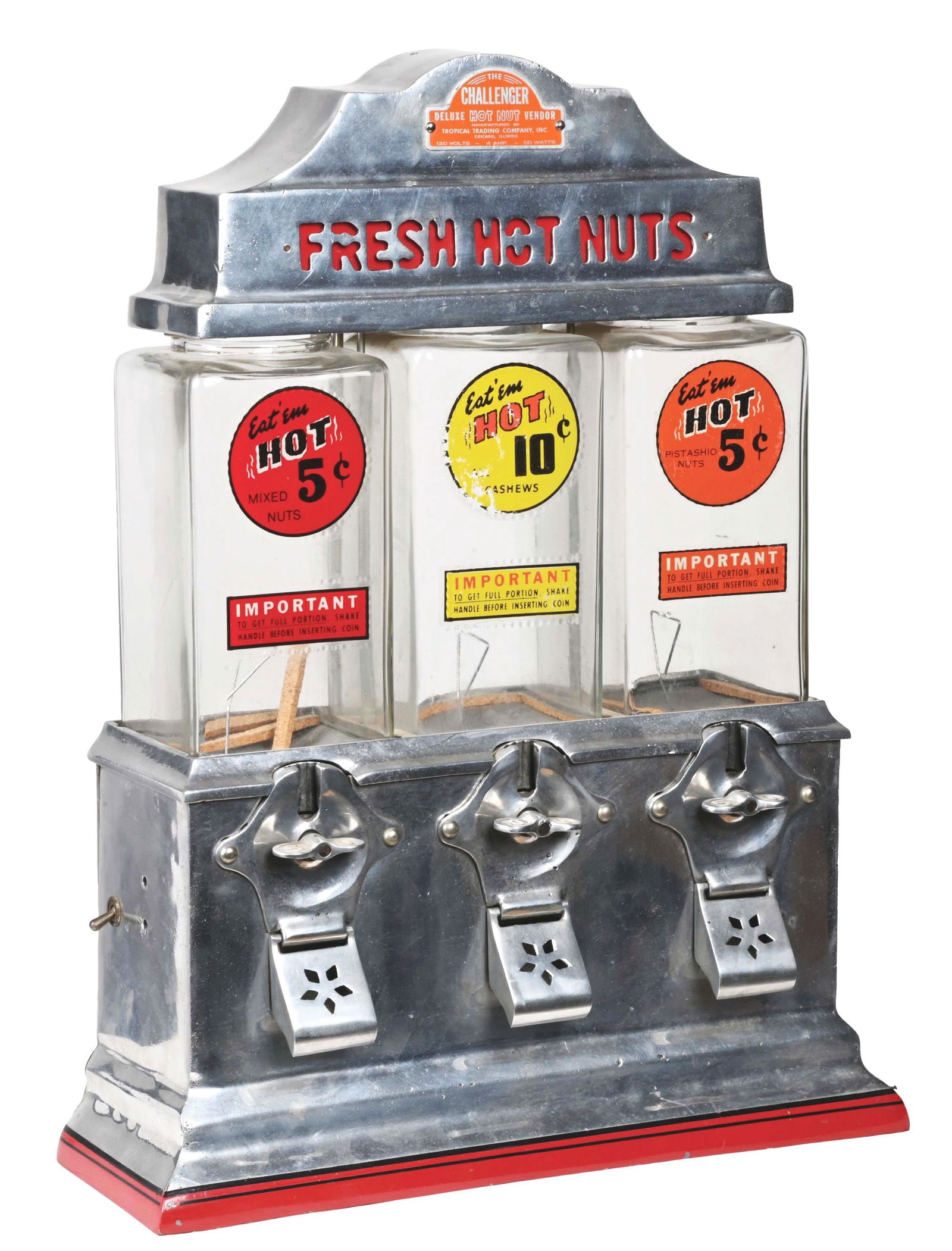 5¢ & 10¢ CHALLENGER FRESH HOT NUT VENDING MACHINE. (1 of 4)