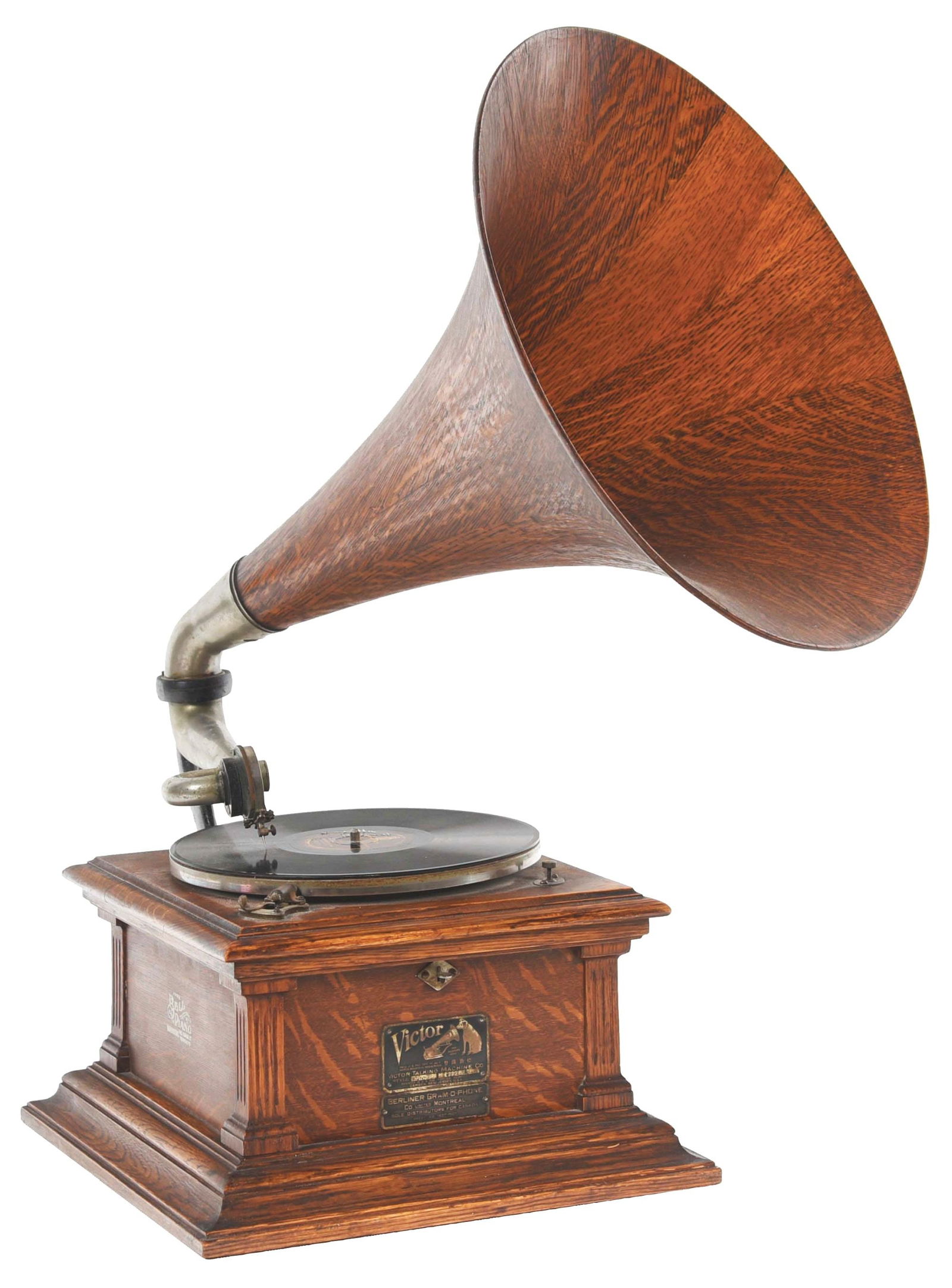 VICTOR TALKING MACH. CO. MODEL 3 PHONOGRAPH WITH OAK HORN. (1 of 7)