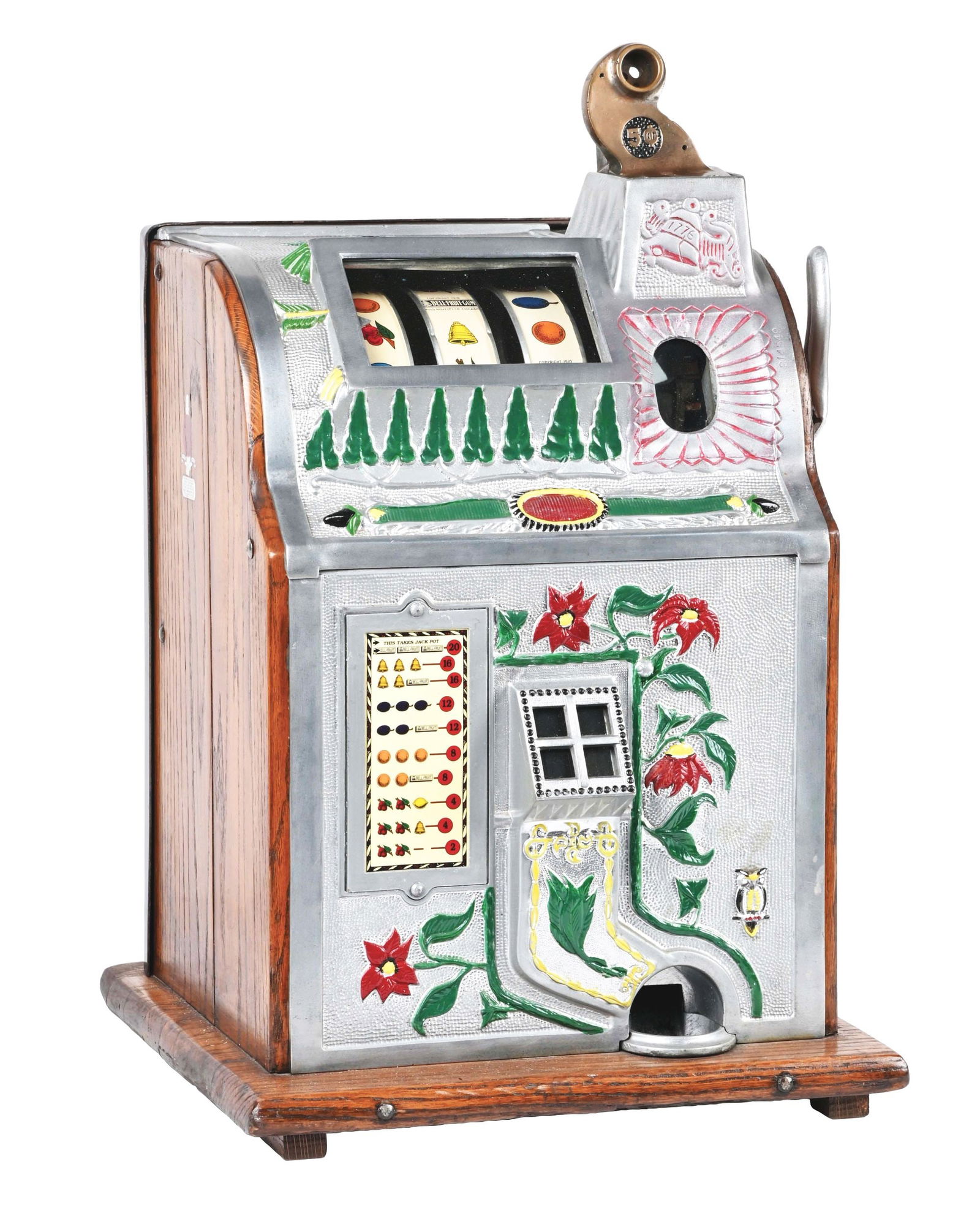 5¢ Mills Poinsettia Slot Machine. Auction