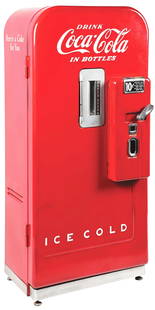 10¢ COCA-COLA VENDO MODEL 39 VENDING MACHINE: C. 1955, Vendo Manufacturing Co., Kansas City, MO. This is a Vendo Model 39 Coca-Cola vending machine in 10¢ operation. The model number, 39, equates to the amount of bottles it held. CONDITION: