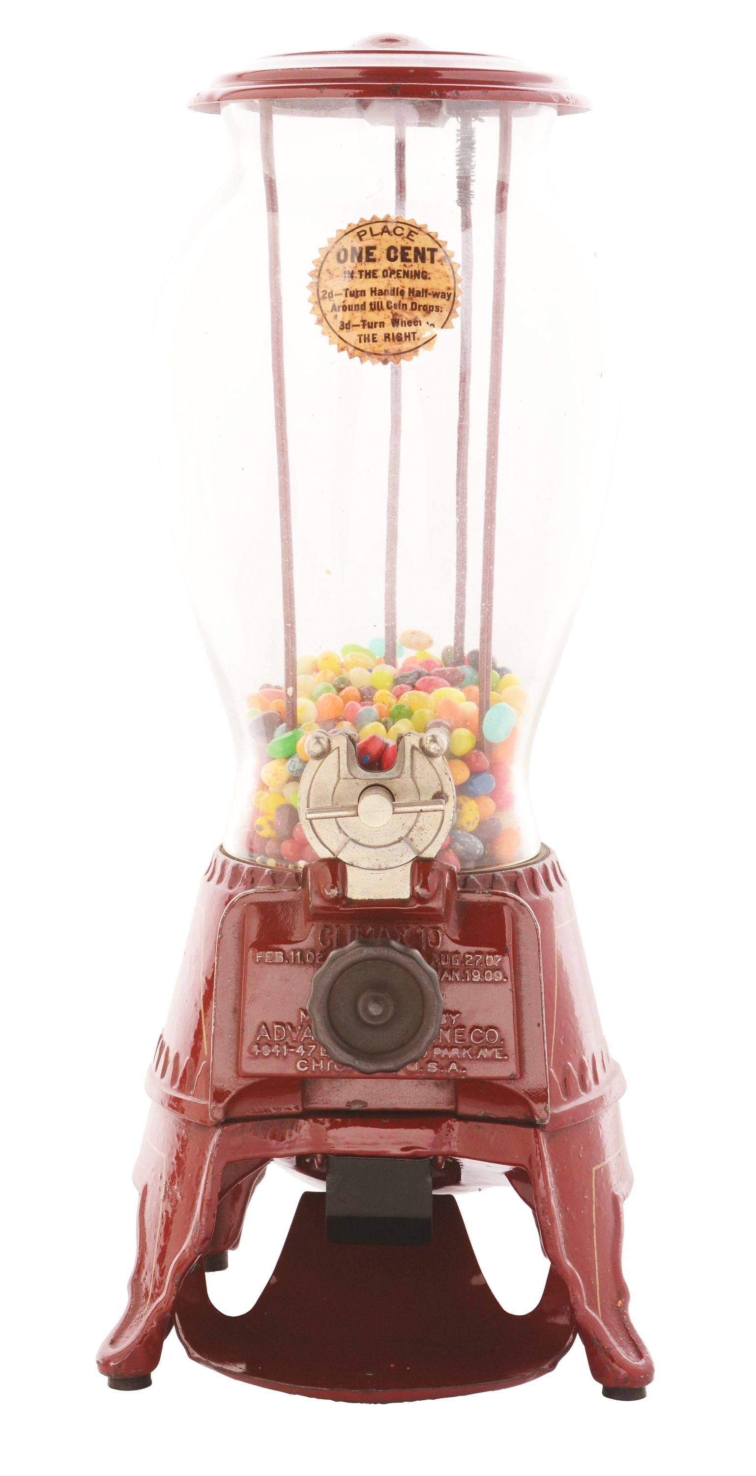 1¢ ADVANCE MACHINE CO. CLIMAX 10 VENDING MACHINE. (1 of 4)