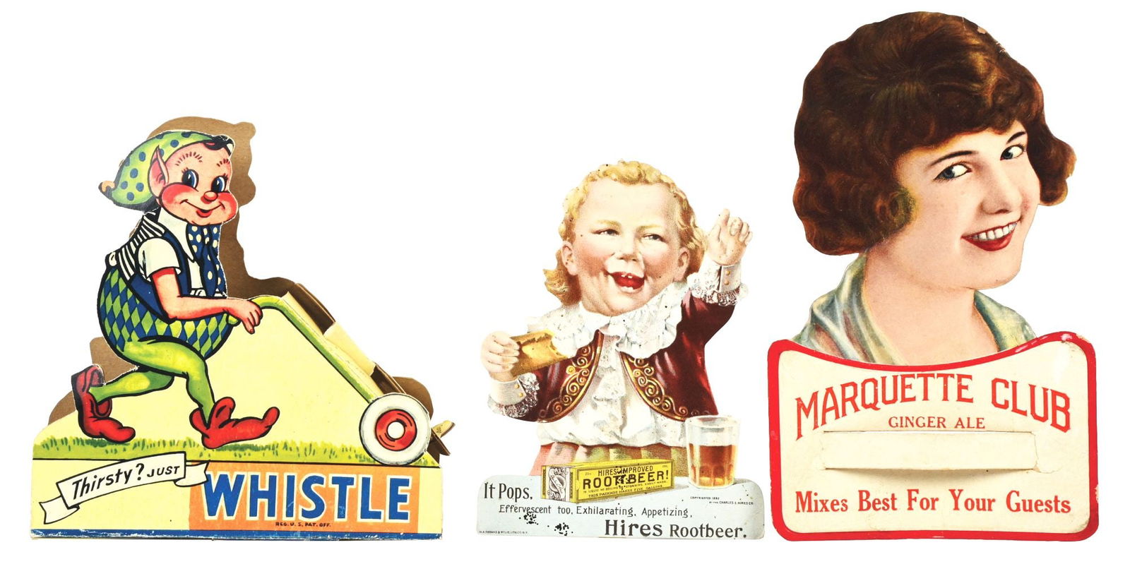 COLLECTION OF 3 SODA ADVERTISING CARDBOARD PIECES. (1 of 2)