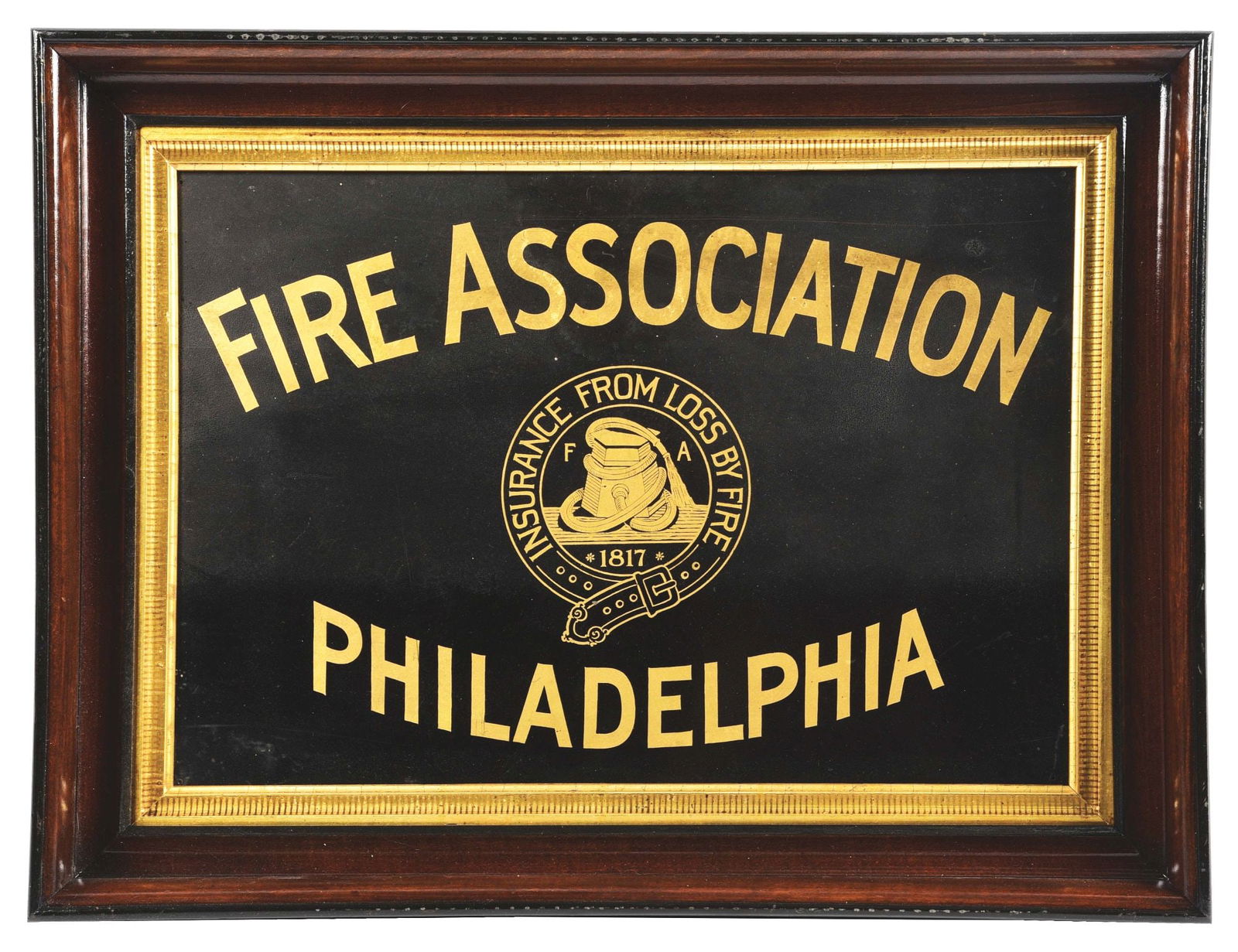 TIN "FIRE ASSOCIATION" INSURANCE COMPANY SIGN W/ CUSTOM FRAME. (1 of 2)