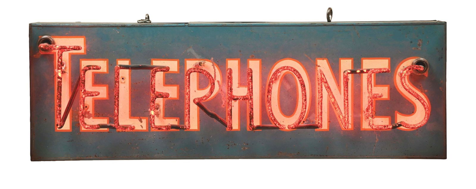PAINTED METAL "TELEPHONES" NEON SIGN. (1 of 3)