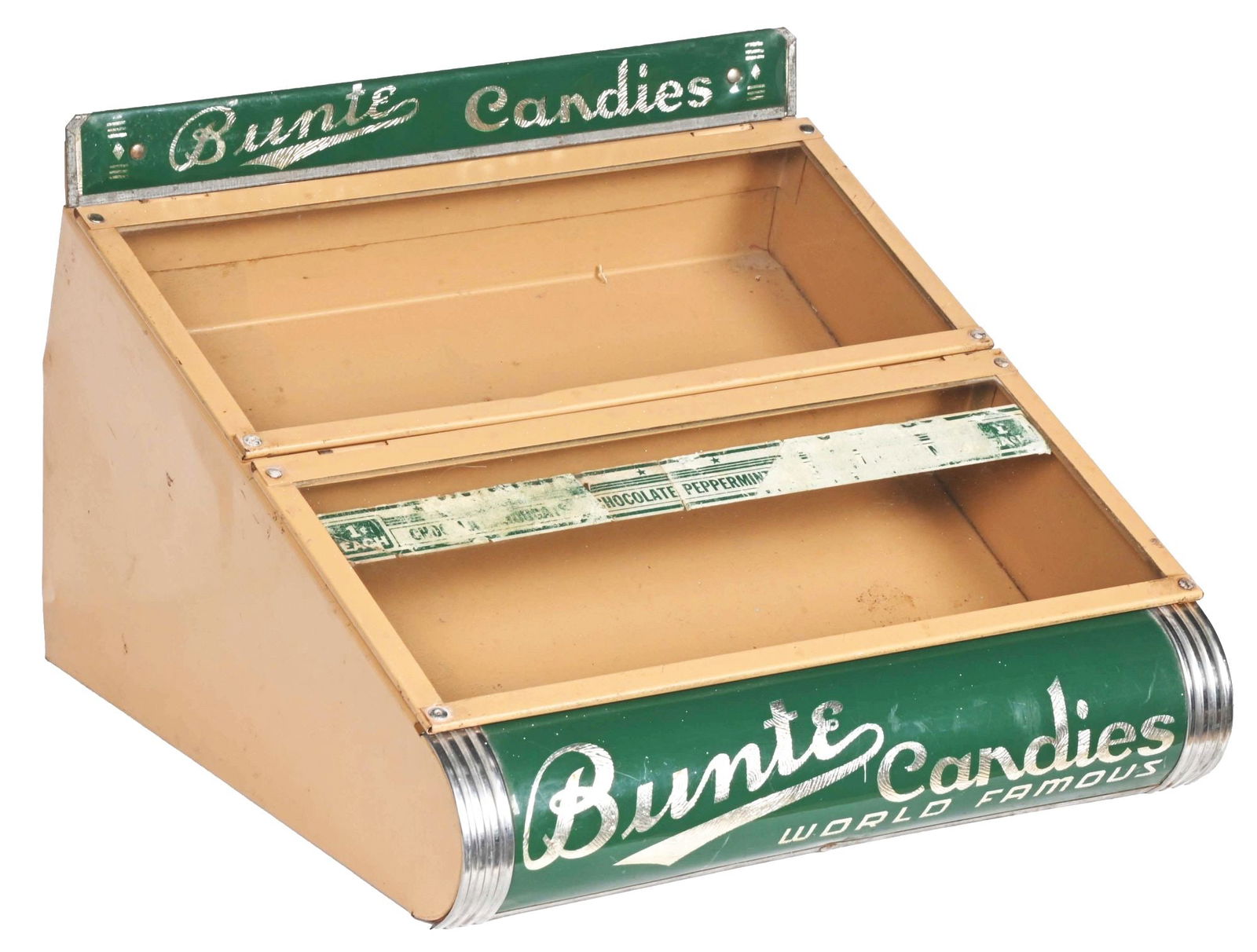 TIN BUNTE CANDIES COUNTER TOP DISPLAY CASE. (1 of 4)