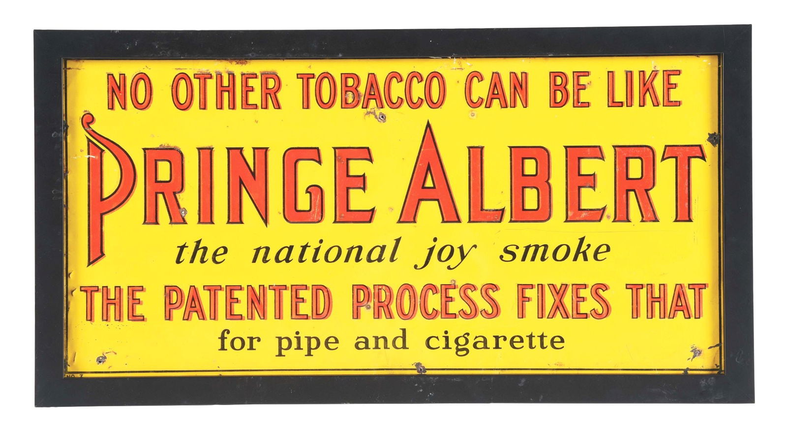 PRINCE ALBERT TOBACCO EMBOSSED TIN SIGN. (1 of 2)