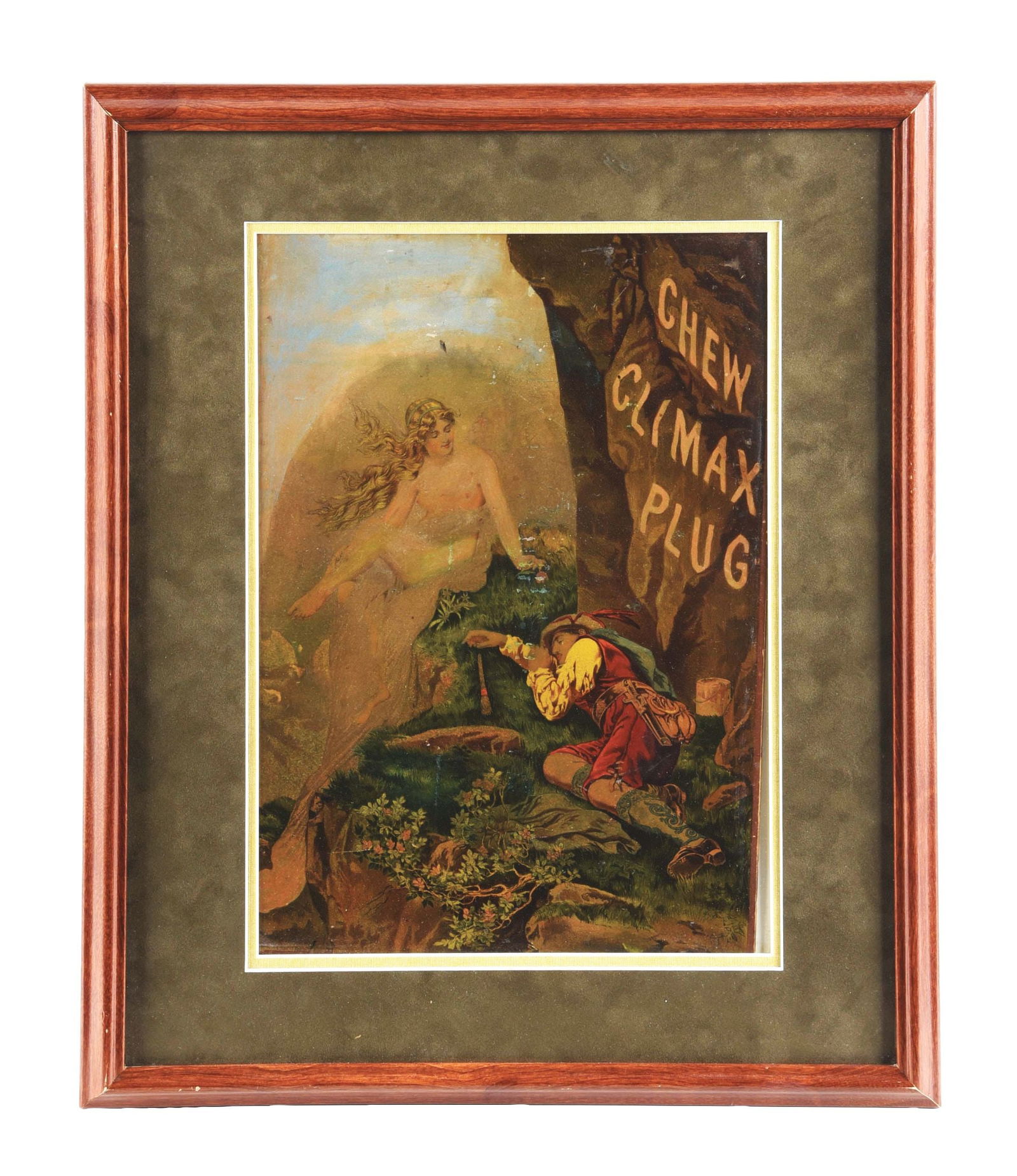 CHEW CLIMAX PLUG TOBACCO LITHOGRAPH W/ BEAUTIFUL WOMAN GRAPHICS. (1 of 2)