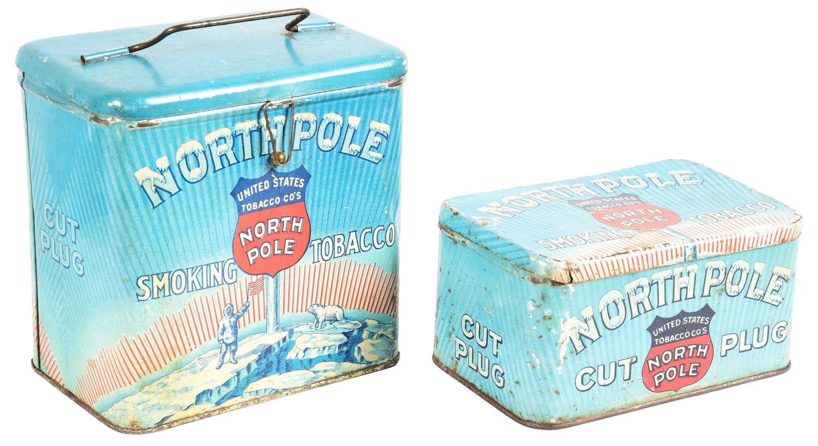 COLLECTION OF 2: NORTH POLE SMOKE TOBACCO TIN CONTAINERS. (1 of 4)