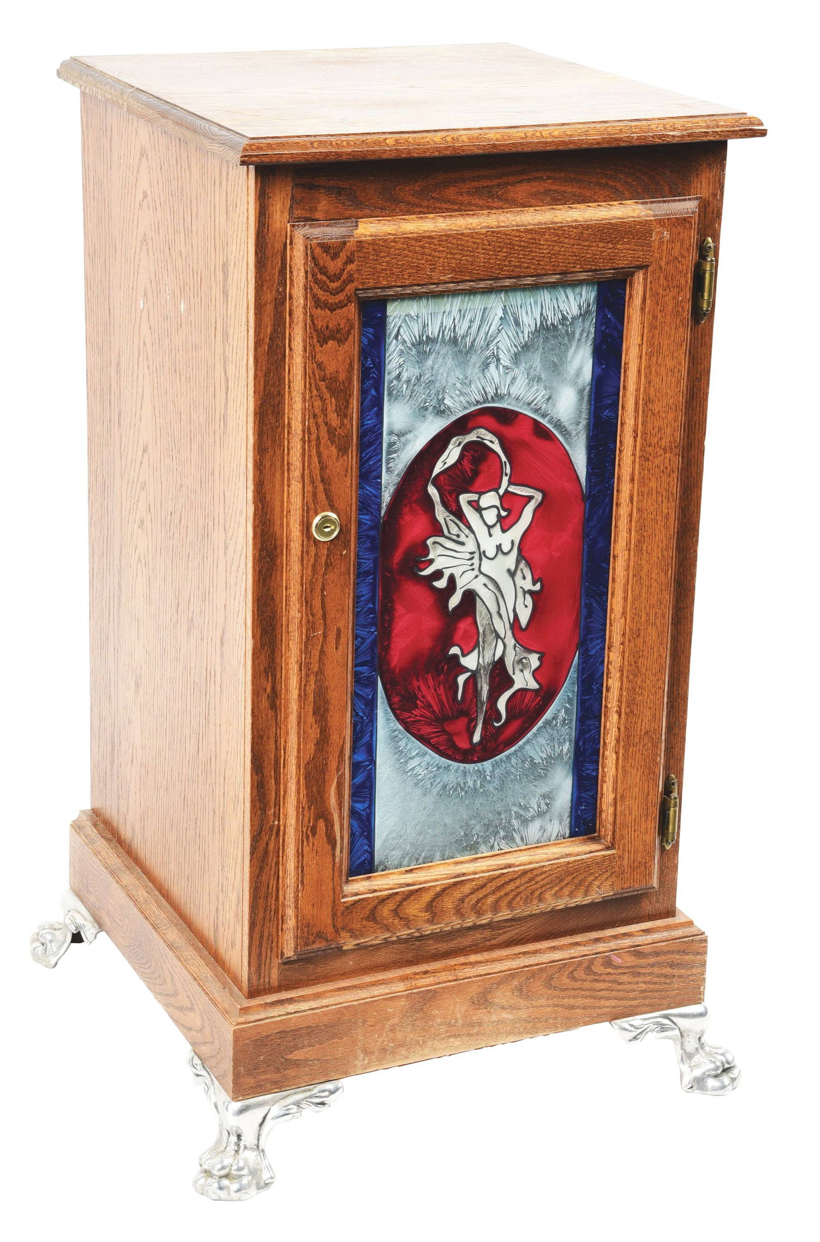 Wooden Slot Machine Stand W/ Glass. Auction