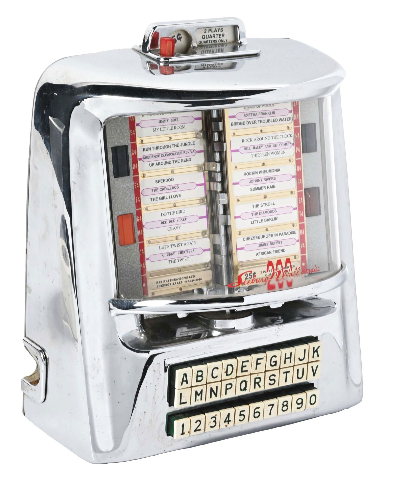 25¢ SEEBURG 200 SELECTION WALL-O-MATIC JUKEBOX SELECTOR. (1 of 4)
