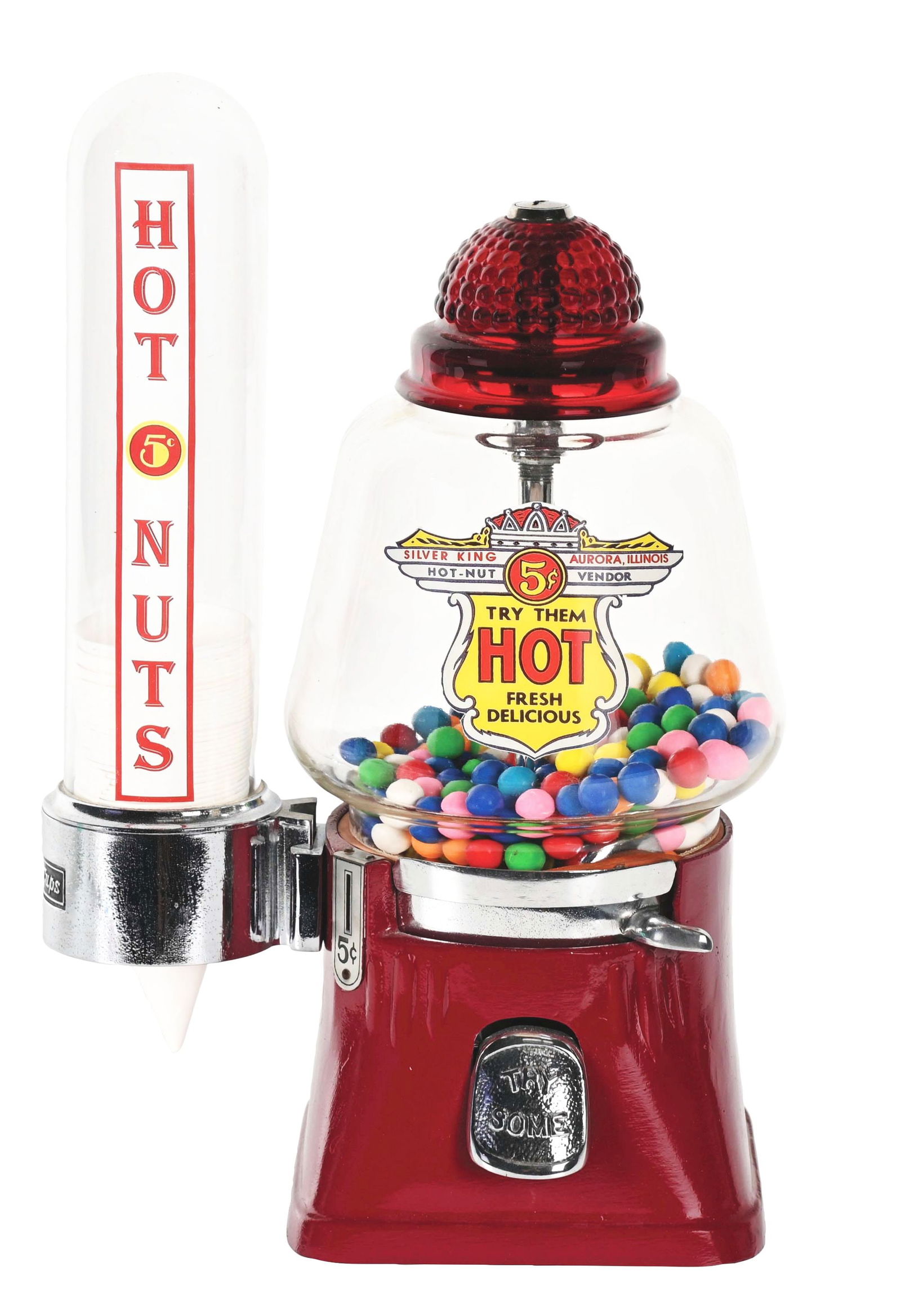 5¢ Silver King Hot Nut Peanut Vending Machine. Auction