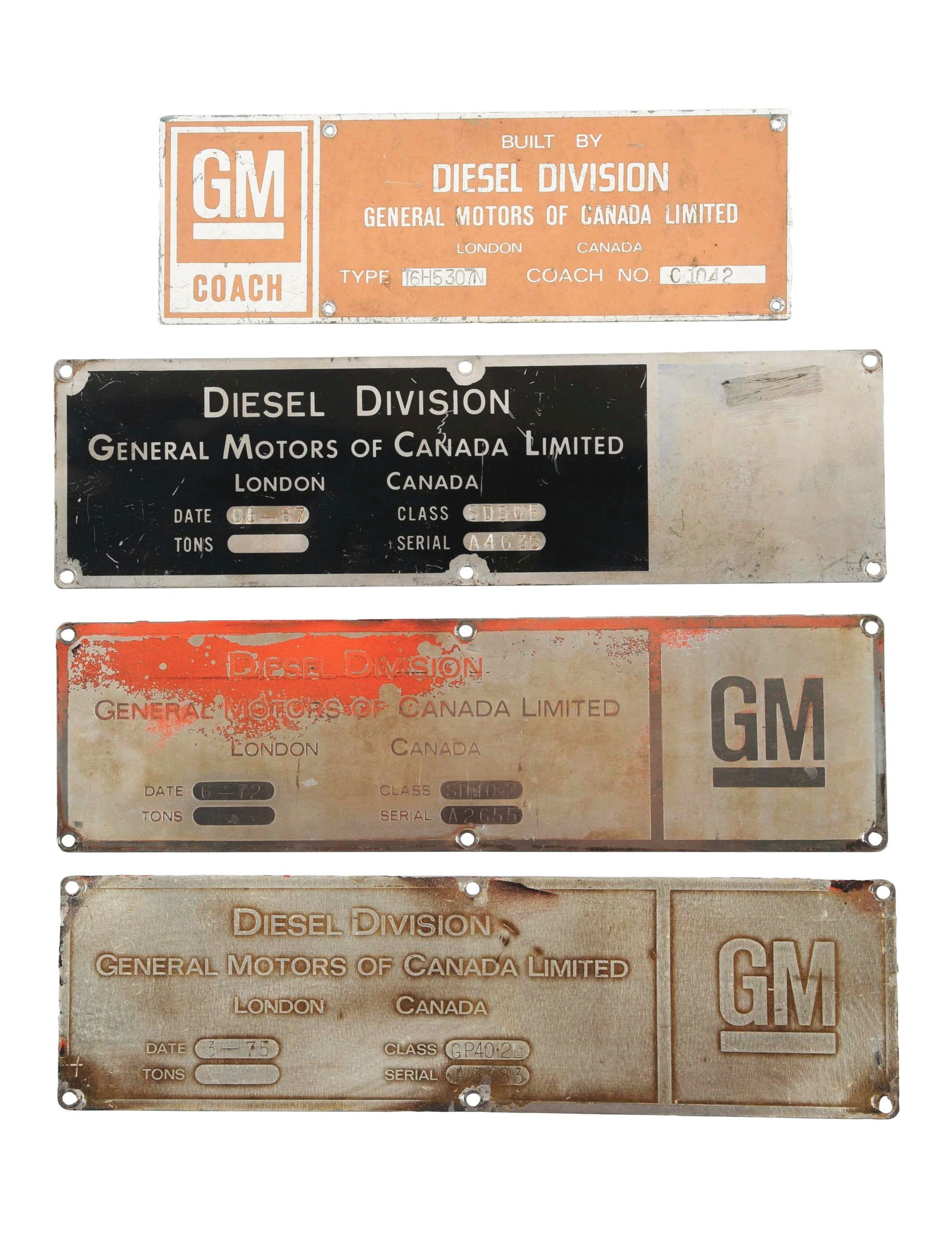 LOT OF 4: LOCOMOTIVE BUILDER'S PLATES. (1 of 2)