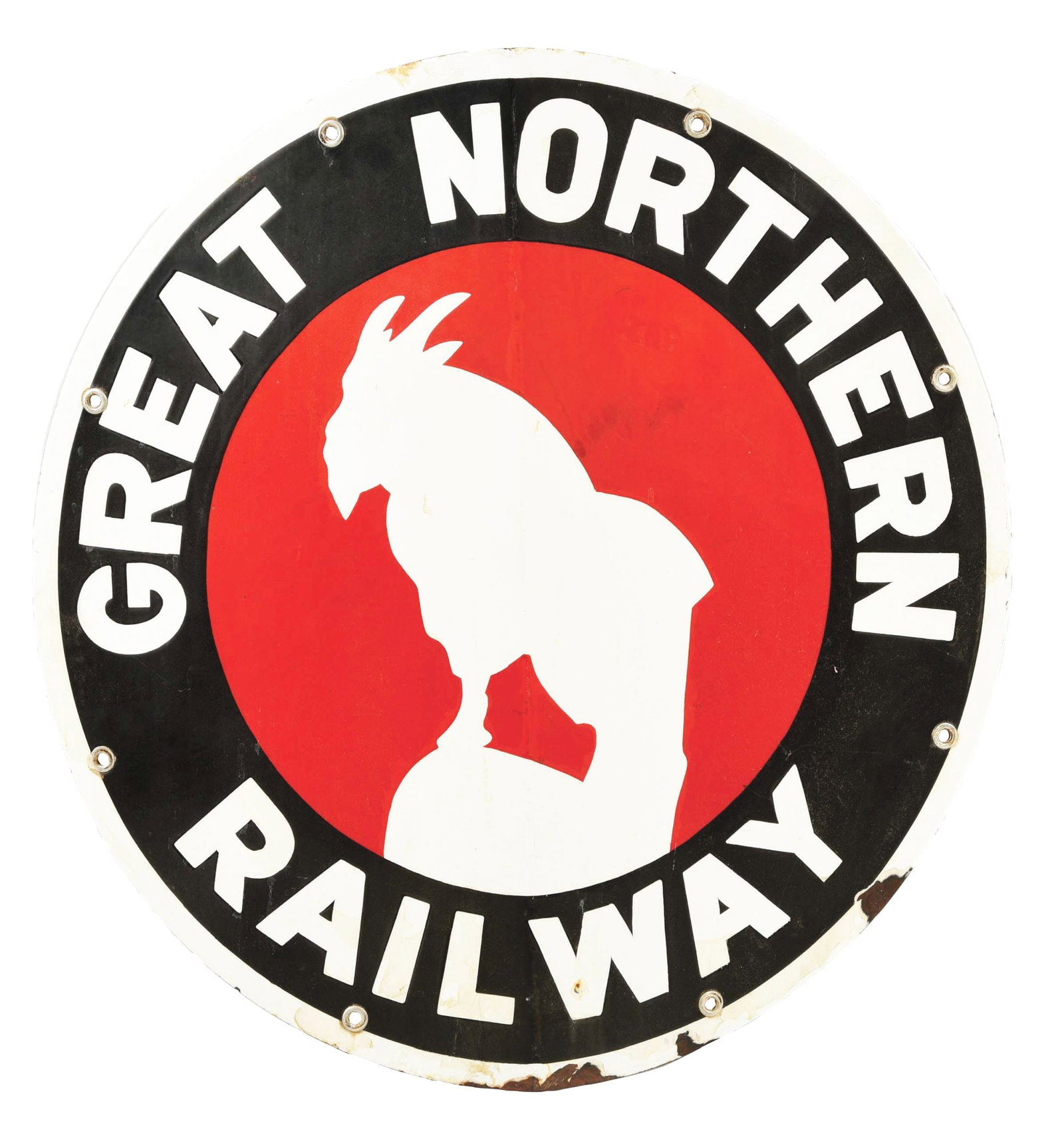 GREAT NORTHERN RAILWAY PORCELAIN SIGN. (1 of 2)