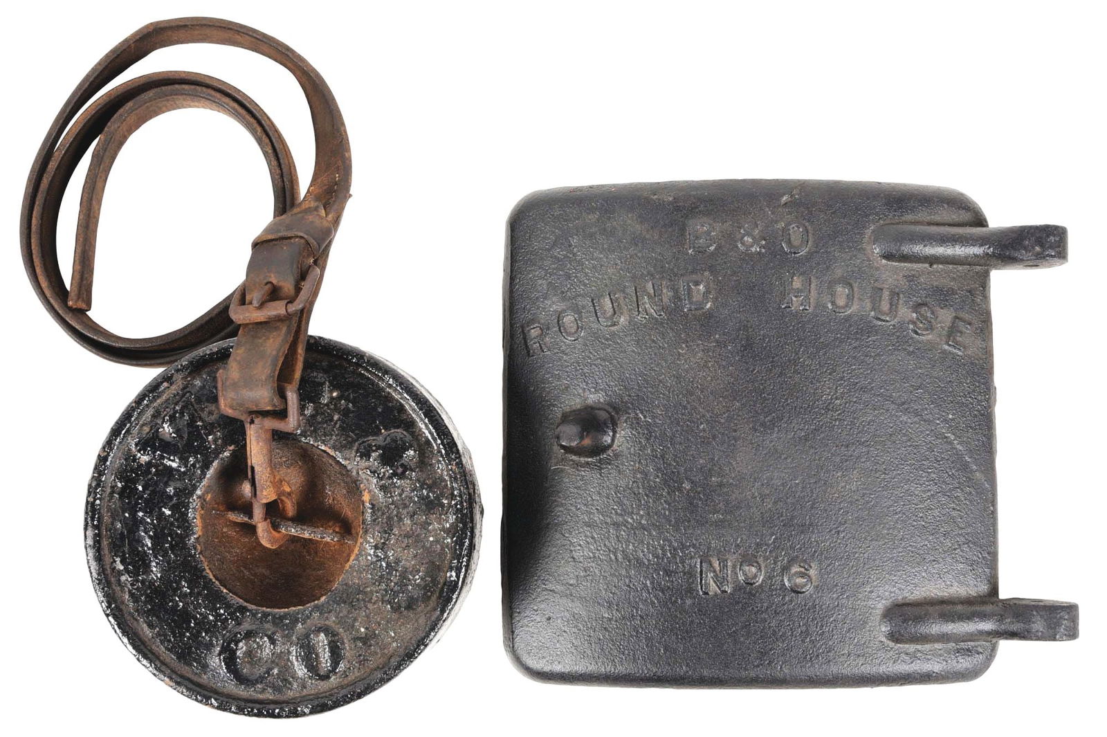 LOT OF 2: RAILROAD CAST COMPONENTS, B&O AND WELLS FARGO. (1 of 2)