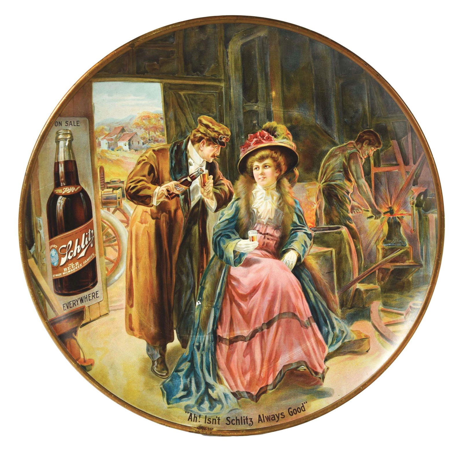 SCHLITZ BREWING CO. CHARGER SIGN. (1 of 2)