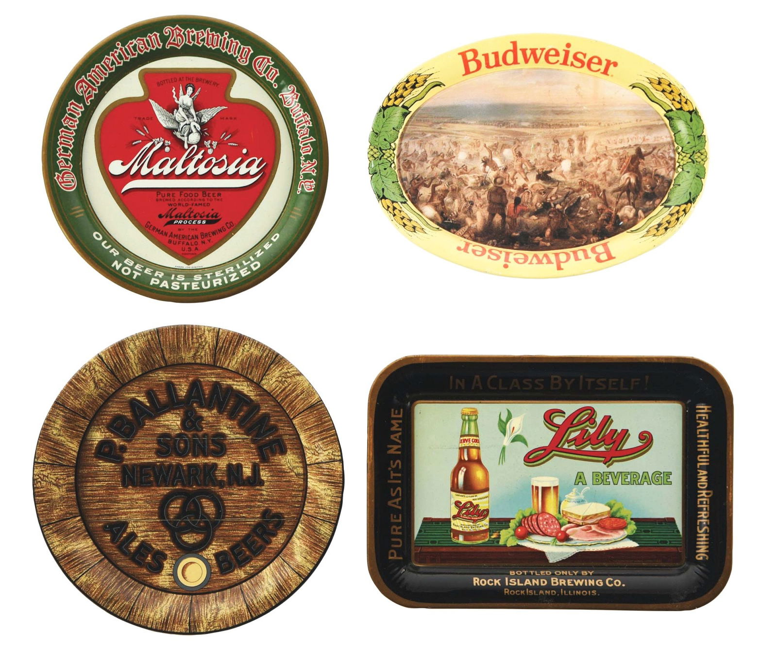 COLLECTION OF 4: TIN LITHOGRAPHED TIP TRAYS. (1 of 2)