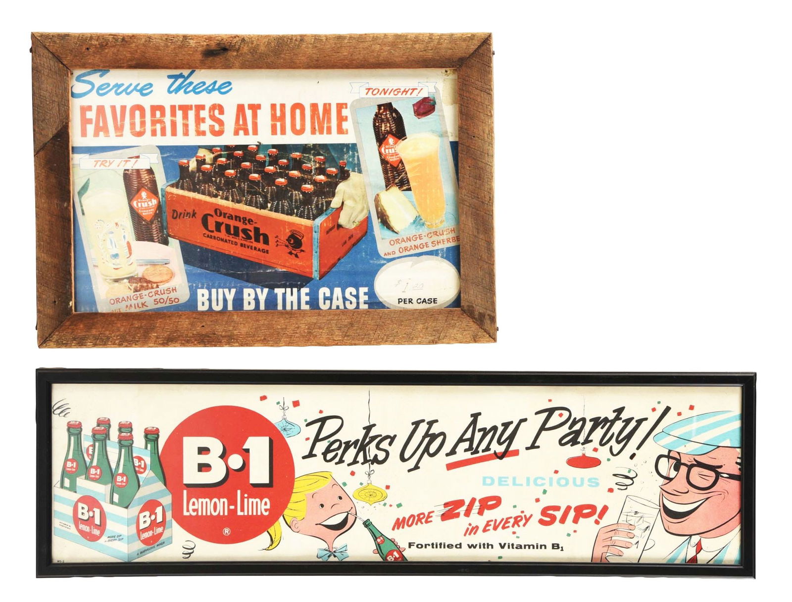 COLLECTION OF 2: SODA POP PAPER LITHOGRAPH ADVERTISEMENTS W/ BOTTLE GRAPHICS. (1 of 2)