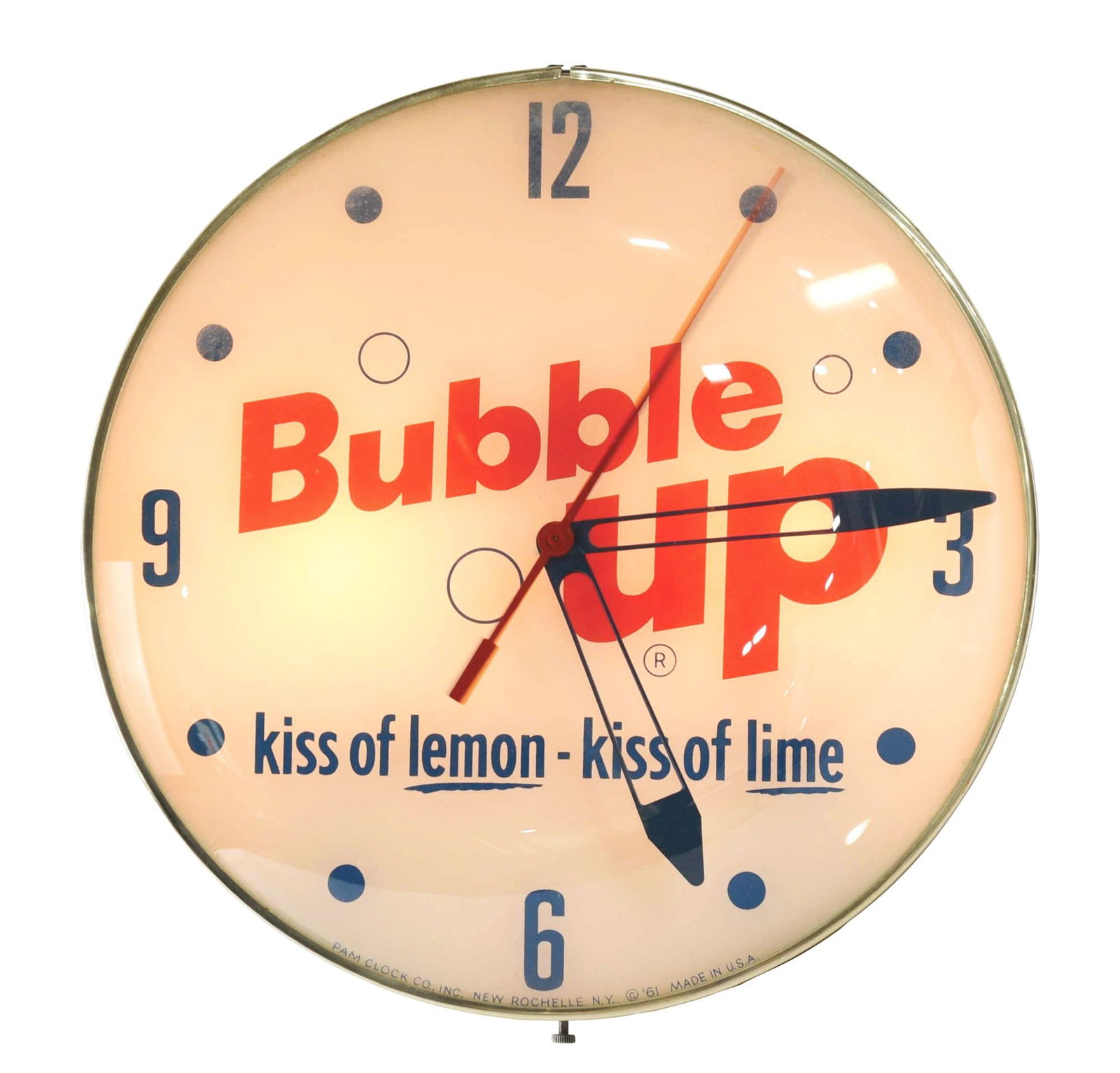 BUBBLE UP SOFT DRINK PAM CLOCK. (1 of 3)