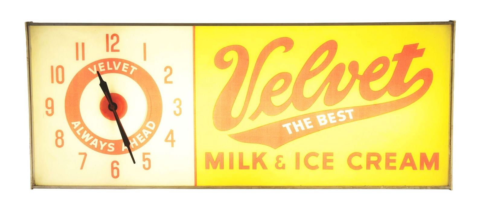 ORIGINAL VELVET MILK & ICE CREAM LIGHT-UP SIGN & CLOCK. (1 of 3)