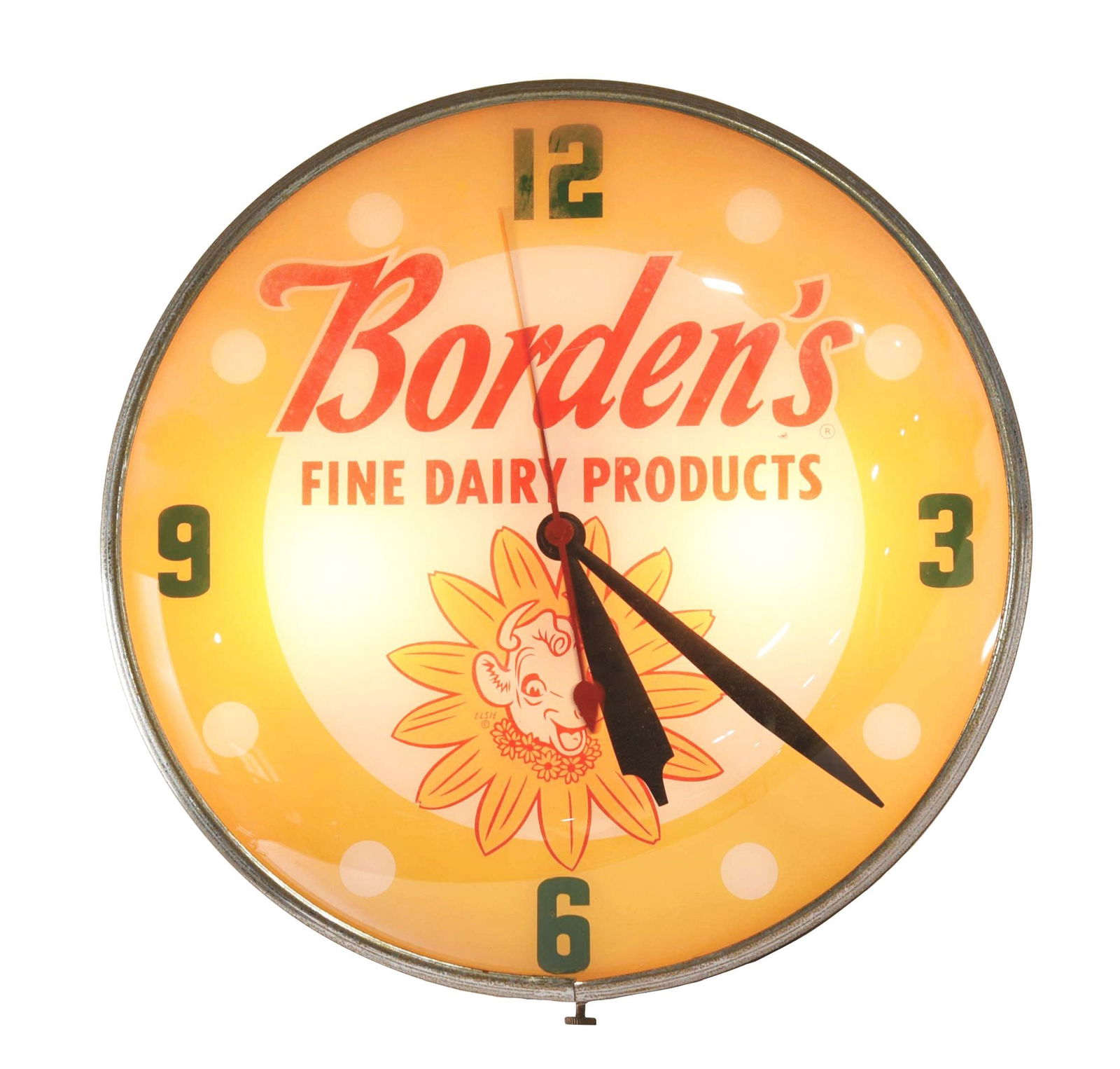 BORDEN'S DAIRY ADVERTISING CLOCK. (1 of 3)