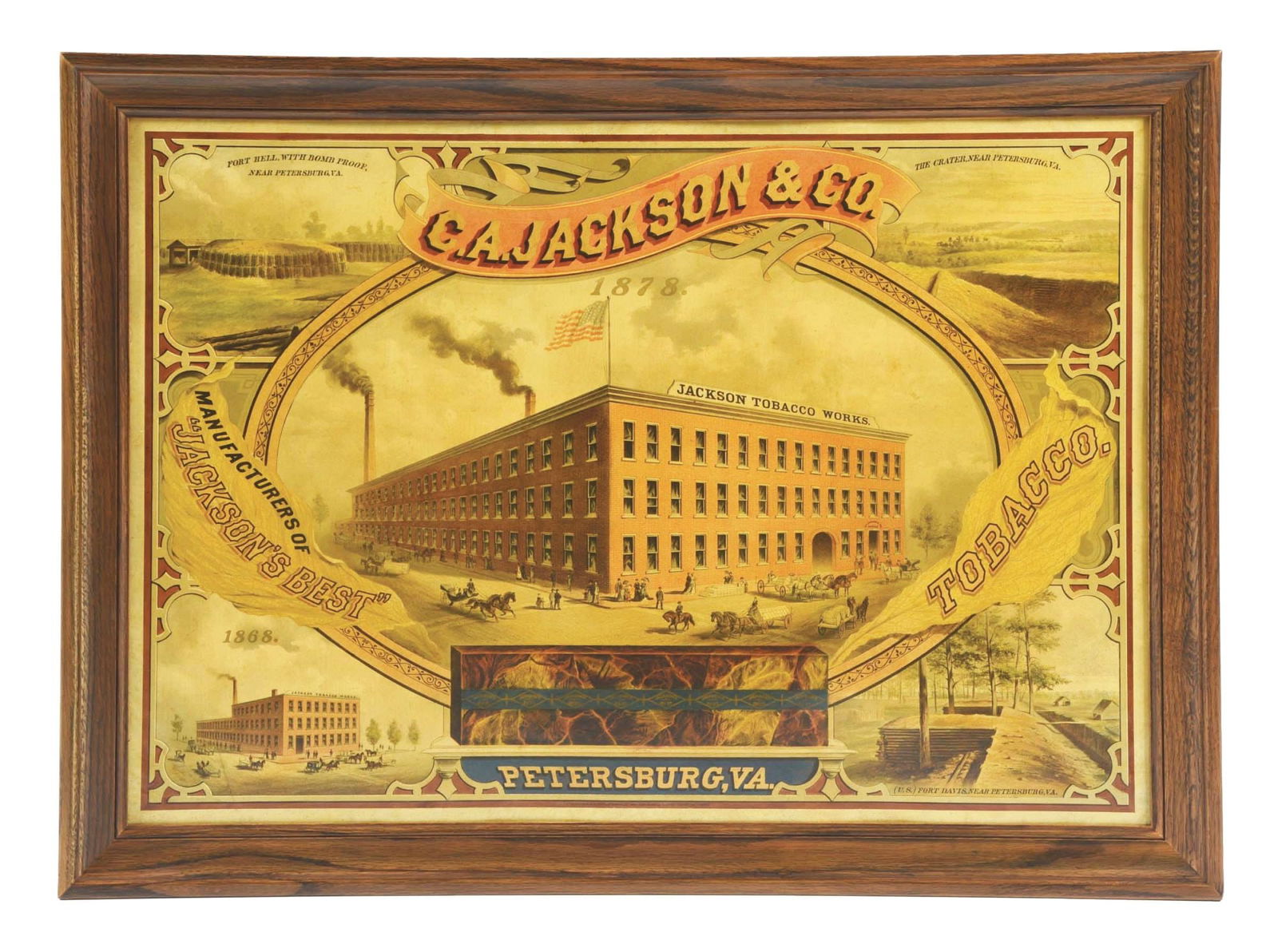 C. A. JACKSON & CO. TIN LITHOGRAPH W/ WAREHOUSE GRAPHIC. (1 of 2)