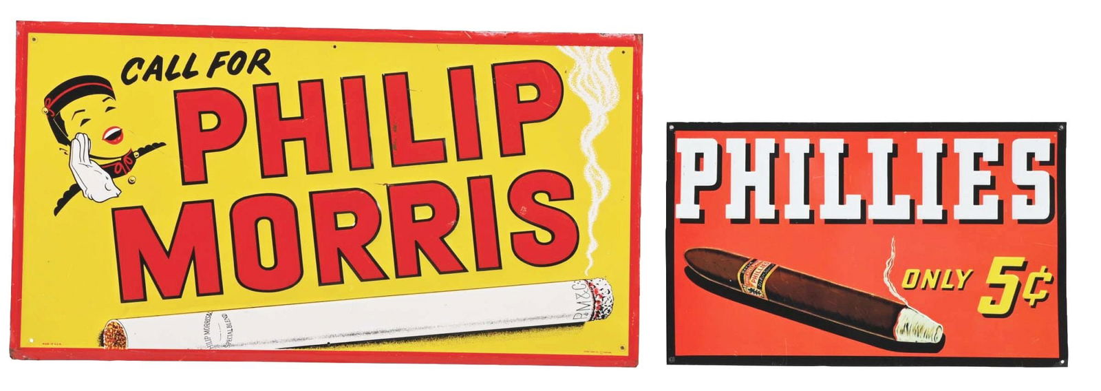 COLLECTION OF 2: PHILLIP MORRIS & PHILLIES EMBOSSED TIN SIGNS. (1 of 4)
