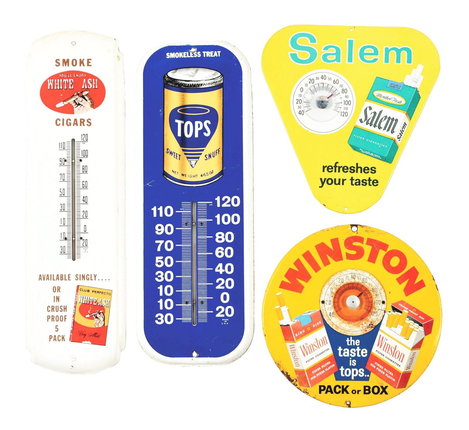 COLLECTION OF 4: ADVERTISING THERMOMETERS. (1 of 2)