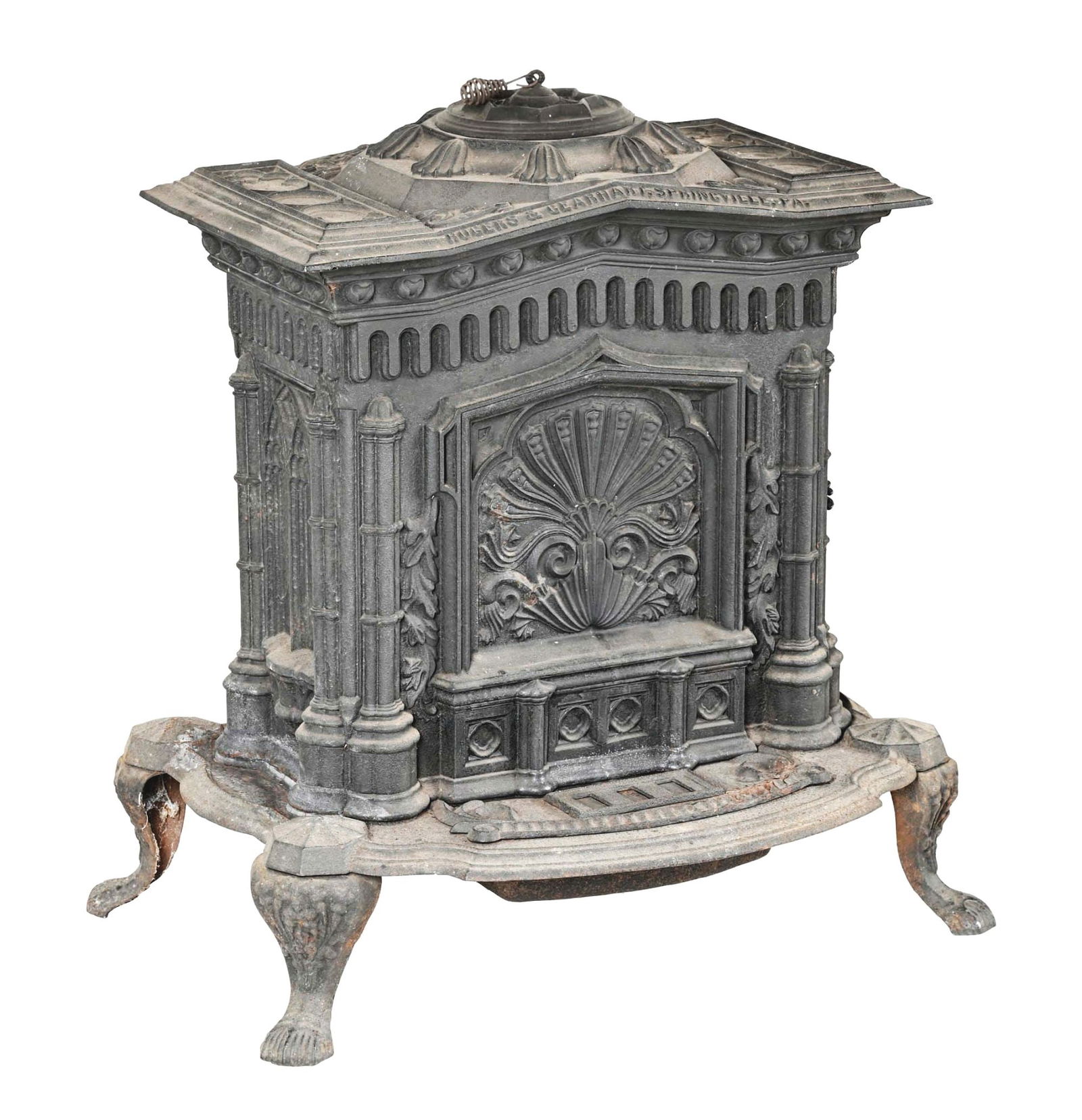 VERY EARLY ROGERS & GERHART CAST IRON HEATING STOVE. (1 of 5)