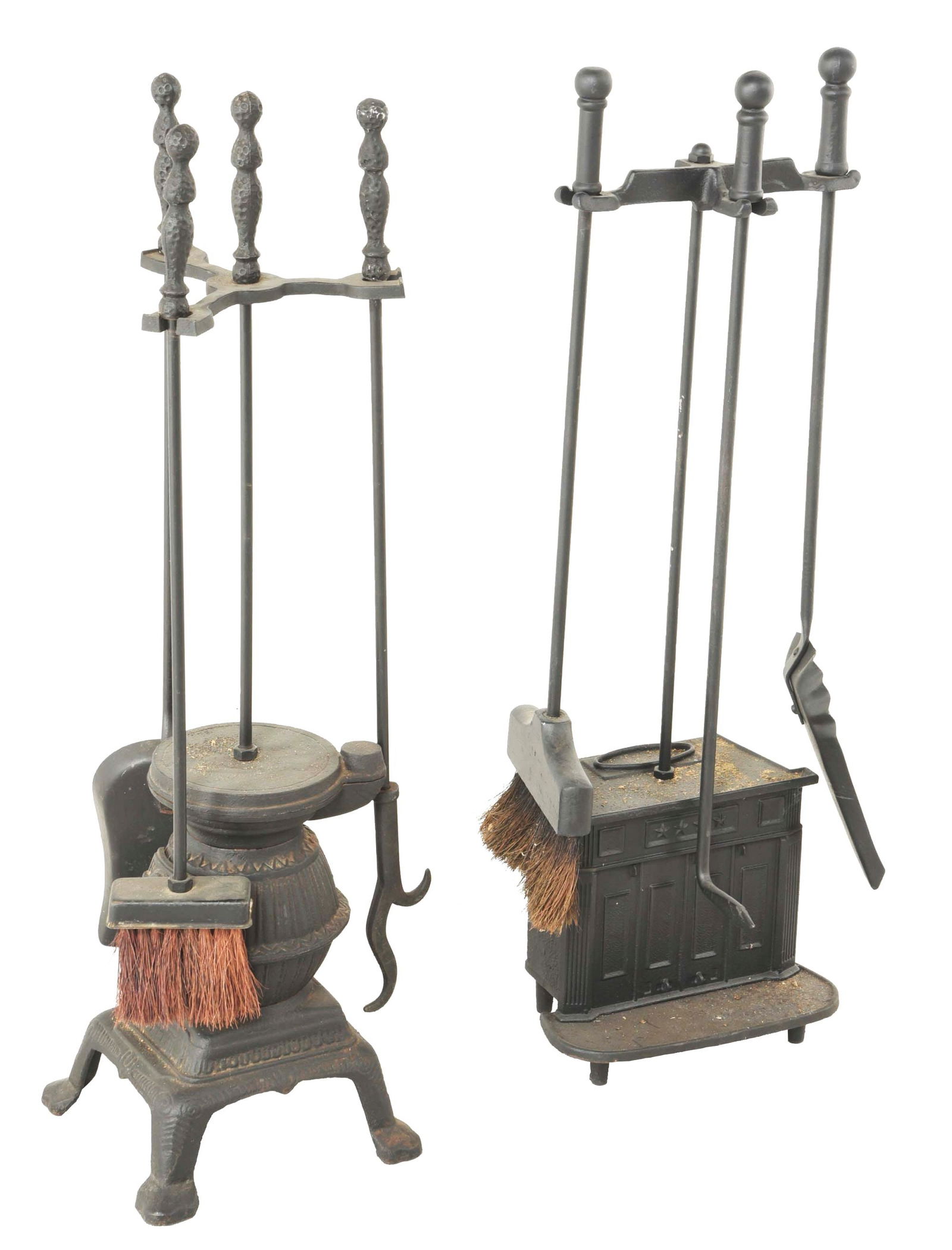 FANTASTIC PAIR OF FIREPLACE OR STOVE TOOL SETS. (1 of 4)