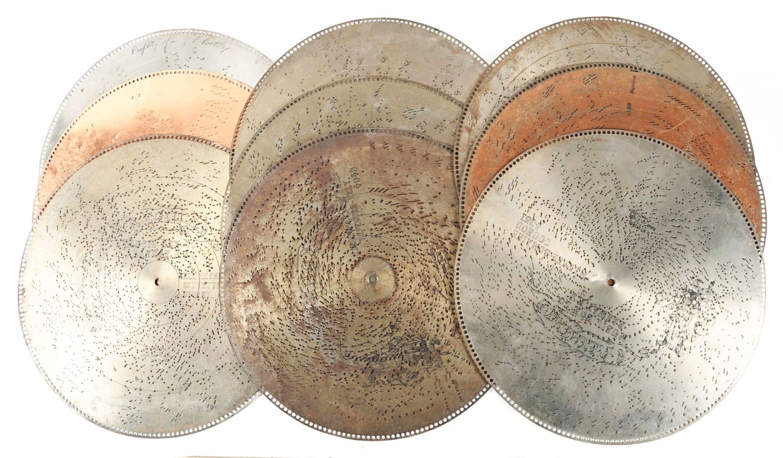 LOT OF 9: 27" REGINA MUSIC BOX DISCS. (1 of 1)