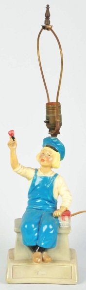 Plaster Dutch Boy Paint Advertising Lamp.: 1940s. Condition (Excellent). Size 23" T.