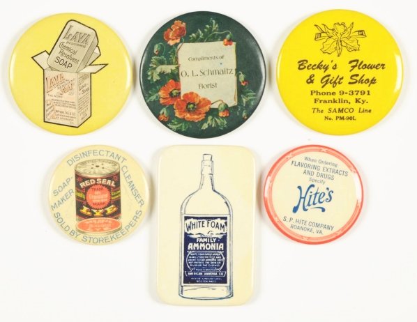 Lot of 6: Product Related Pocket Mirrors.: Condition (Near Mint). Size Largest: 2 - 3/4" T.