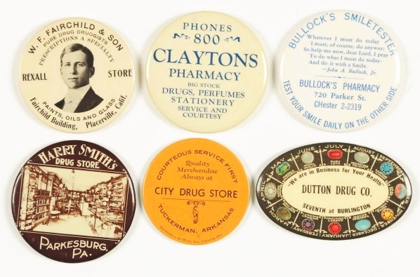 Lot of 6: Drug Store Pocket Mirrors.: Condition (Excellent). Size Largest: 2 - 3/4" L.
