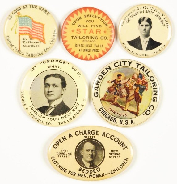 Lot of 6: Clothing & Tailoring Pocket Mirrors.: Condition (Excellent - Near Mint). Size Largest: 2 - 3/4" L.