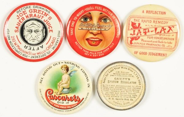 Lot of 5: Health & Remedy Related Pocket Mirrors.: Condition (Near Mint). Size Largest: 2 - 1/4" Dia.