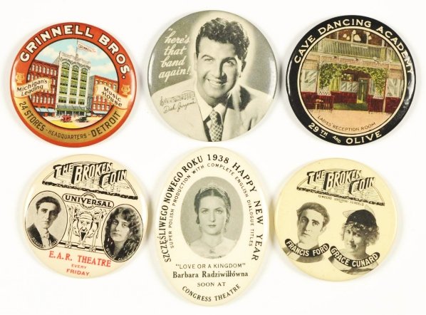Lot of 6: Entertainment Related Pocket Mirrors.: Condition (Near Mint). Size Largest: 2 - 3/4" T.