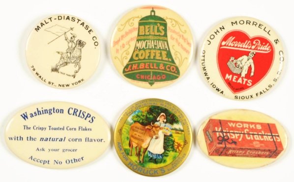 Lot of 6: Food Product Related Pocket Mirrors.: Condition (Excellent - Near Mint). Size Largest: 2 - 3/4" L.
