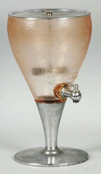 Mission 1930s-40s Gravity Syrup Dispenser.: Frozen spigot with light tarnish on metal base and lid. Condition (Very Good Plus). Size 12 - 1/2" T.