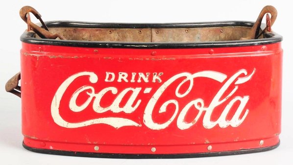 1930s Coca-Cola Stadium Vendor.: Complete with its carry strap and opener. The logo is in old repaint, with moderate overall wear otherwise. Nicely made insulated early vendor. Condition (Very Good). Size 8 - 1/2" x 16 - 1/2" x 9".