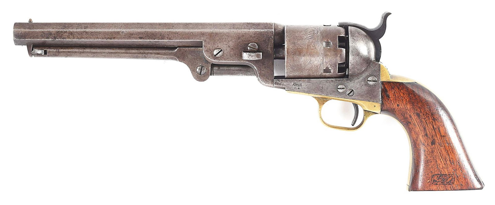 (A) DESIRABLE U.S. ARMY CONTRACT COLT MODEL 1851 NAVY PERCUSSION REVOLVER.: Third model 1851 Navy manufactured in 1856 to fulfill a U.S. Army contract. These "Army" Navies are found in the 42,000 to 80,000 serial number range with 20,000 purchased. Many were issued to the 1st