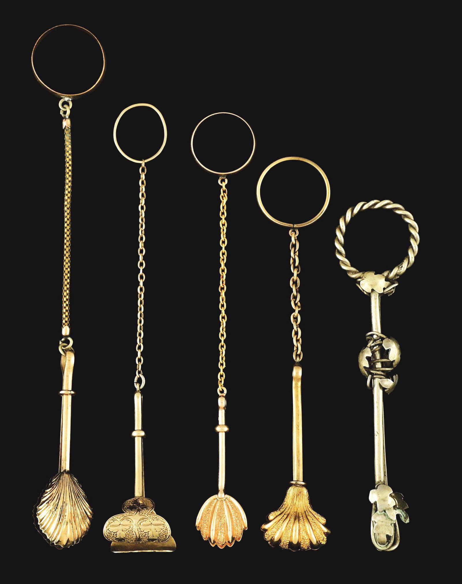 Lot Of 5 Silver & Gold Handkerchief Holders. Auction