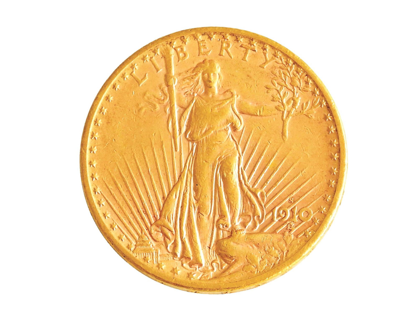 1910 $20 ST. GAUDENS GOLD COIN, RAW AU+: Condition: Item Dimensions: