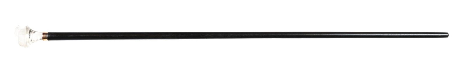 ANTIQUE WALKING STICK CANE W/ CRYSTAL SITTING RABBIT: Lalique-like glass. Not signed. No damage. Cane 35" long, rabbit 2" long, ferrule 1". Condition: (Excellent) Item Dimensions: Length 35 - 1/2".
